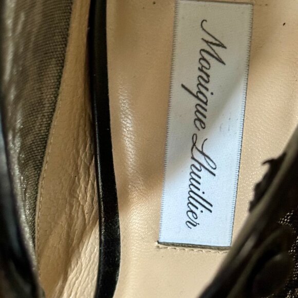Absolutely adorable  black lace  Monique Lhuillier open toe lace heels size 37EU - Picture 7 of 8
